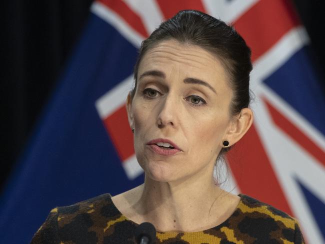 WELLINGTON, NEW ZEALAND - MAY 07: Prime Minister Jacinda Ardern during the  All of Government Covid-19 update and media conference at Parliament on May 7, 2020 in Wellington, New Zealand. The New Zealand government will decide whether to move to COVID-19 Alert Level 2 and ease further restrictions on Monday 11 May. Under Alert Level 2, businesses will be able to reopen with social distancing measures in place; public places will reopen; and domestic travel can recommence. Schools and early learning centres will be able to open and both indoor and outdoor gatherings up to 100 people will be allowed, while home gatherings should still remain small. Sport and recreation will also be able to restart, including professional sports competitions. New Zealand is current under COVID-19 Alert Level 3 restrictions, after the country was placed under full lockdown restrictions on March 26 in response to the coronavirus (COVID-19) pandemic. (Photo by Mark Mitchell - Pool/Getty Images)