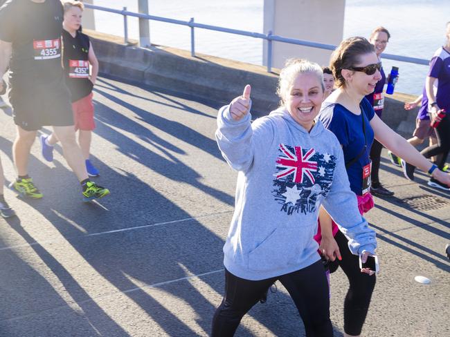 Run the Bridge Fun Run 2020 across Tasman Bridge. Picture: RICHARD JUPE