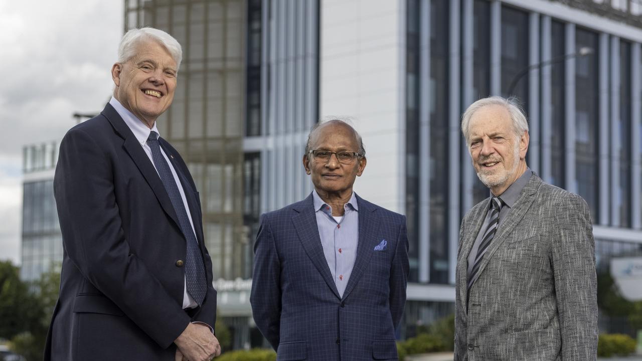 Springfield Health City chairman Emeritus Professor Rob Stable, Springfield City Group chairman Maha Sinnathamby and Professor Frank Gannon.