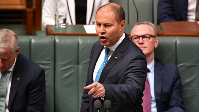 Treasurer Josh Frydenberg makes a point during question time in the House of Representatives yesterday.