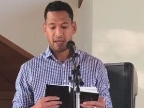 Israel Folau was back in church on Sunday.