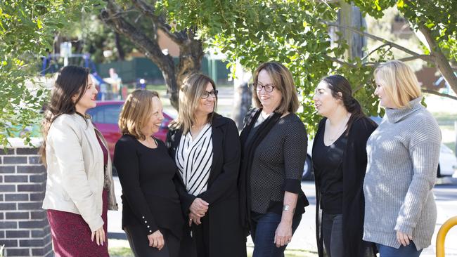 Assistant manager at BWHC Kerrie Newcombe (third from right) with Bankstown state Labor MP Tania Mihailuk, Lilian Sutila, Mariam Mourad, Carly Gangemi and Andrea Cartwright. Picture: Melvyn Knipe