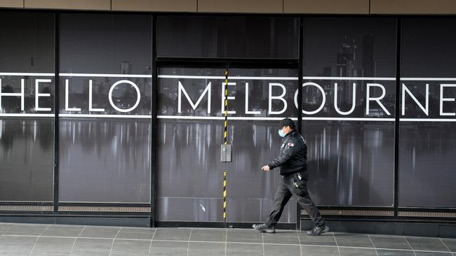 The usually-bustling Lonsdale Street outside Melbourne Central. Picture: NCA NewsWire/Andrew Henshaw