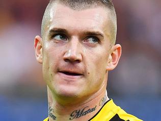 ADELAIDE, AUSTRALIA - APRIL 30: Dustin Martin of the Tigers looks on during the round six AFL match between the Adelaide Crows and the Richmond Tigers at Adelaide Oval on April 30, 2017 in Adelaide, Australia.  (Photo by Daniel Kalisz/Getty Images)