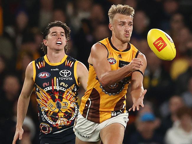 MELBOURNE.  10/07/2022 . AFL . Round 17.    Hawthorn vs Adelaide Crows at Marvel Stadium .   Josh Morris of the Hawks   . Photo by Michael Klein