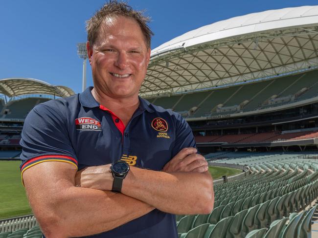 SA coach Ryan Harris at the Adelaide Oval. Pictured on 25th Feb 2025. Picture: Ben Clark