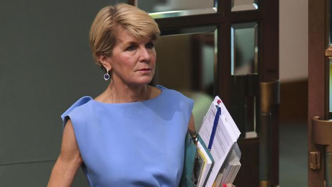 Former foreign minister Julie Bishop in question time yesterday. Picture: AAP