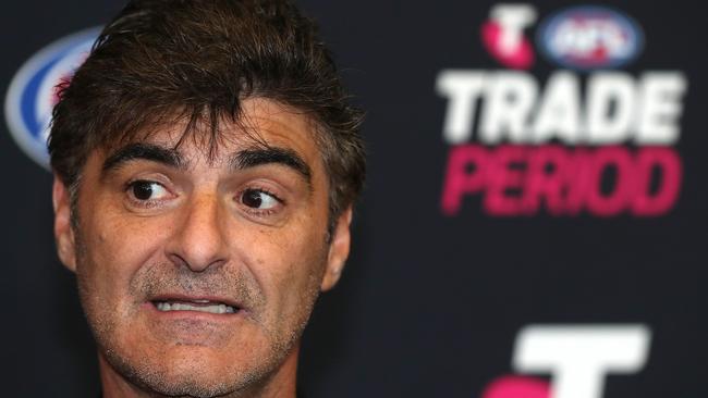 Essendon list boss Adrian Dodoro speaks to media during the post-season trade period.