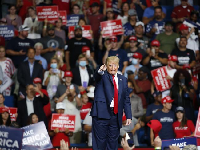 President Donald Trump speaks during a campaign rally at the BOK Cente on June 20 in Tulsa, Okla. Picture: Sue Ogrocki