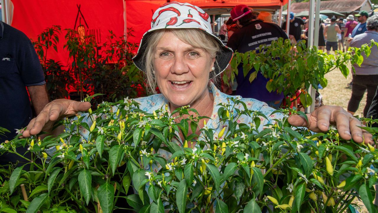 Mel O’Brien from Infusion Chilli Farms at the Murphys Creek Chilli and Craft carnival. Sunday, September 22, 2024. Picture: Nev Madsen