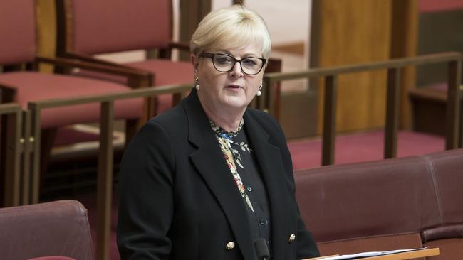 Linda Reynolds speaking in the Senate on Thursday. Picture: NewsWire / Martin Ollman