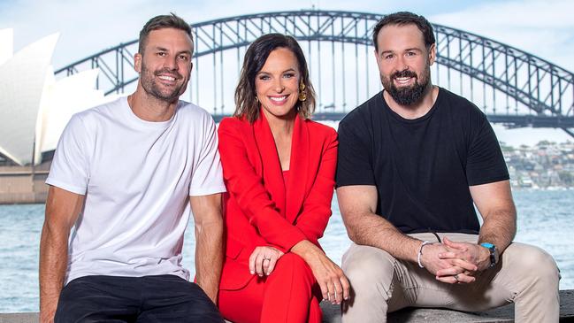 New Triple M breakfast team Beau Ryan, Natarsha Belling and Aaron Woods. Picture: Supplied