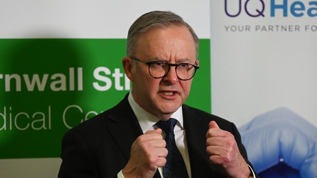 The Prime Minister, Anthony Albanese visits the Cornwall Street Medical Centre in Brisbane. The clinic is part of urgent care Medicare clinics. Picture: Dan Peled / NCA NewsWire