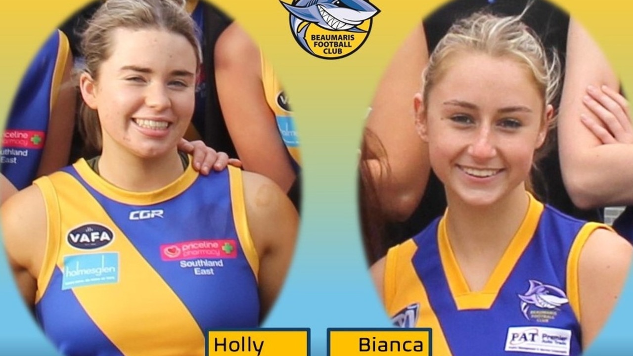 Holly and Bianca were part of the Beaumaris Football Club. Picture: Supplied