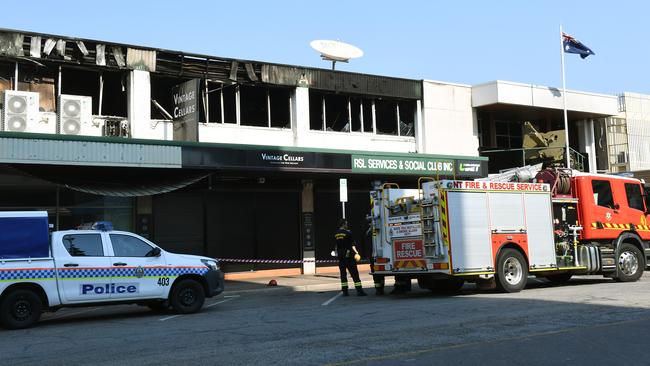 The fire-gutted Darwin RSL on Cavenagh Street. Picture: Katrina Bridgeford