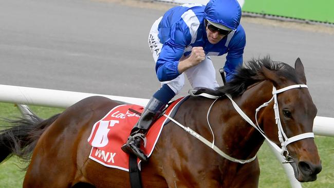 Cox Plate day at Moonee Valley Racecourse. Winx wins the Cox Plate with Hugh Bowman onboard.Picture Jay Town