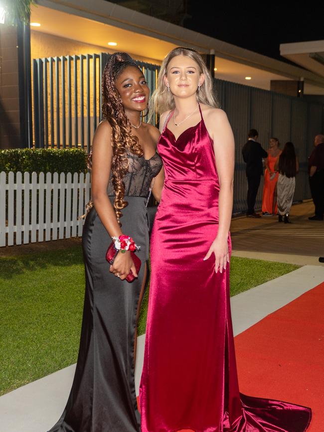 Grace Chabata and Kiella Grhn at Mackay State High School formal 2022.Picture: Michaela Harlow