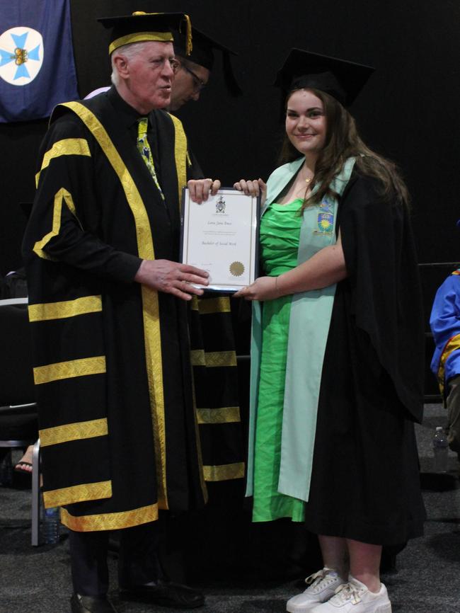 Lana Amos graduated with a Bachelor of Social Work at the CQUniversity graduation ceremony in Bundaberg on December 14, 2023.