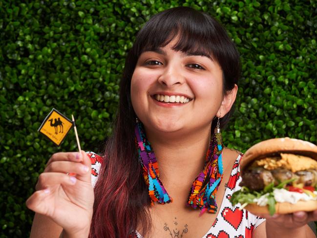 Fatema Sitabkhan with the Camel Burger at Prairie On OÃ¢â¬â¢Connell in North Adelaide, where theyÃ¢â¬â¢ve recently opened their pop-up, Tuesday, June 16, 2020. Picture: MATT LOXTON