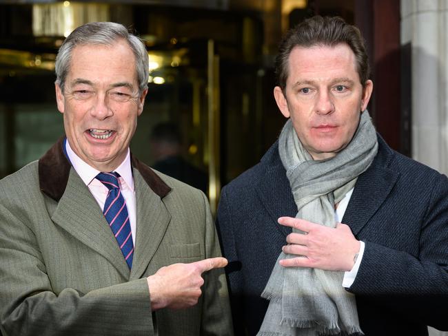 Reform UK leader Nigel Farage and billionaire Nick Candy as he is announced as the party treasurer on December 10 in London, England. The property tycoon says he has left the Conservative Party to join Nigel Farage's Reform Party over 'broken promises': Picture: Leon Neal/Getty Images