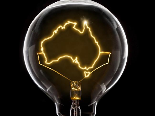 Clean and shiny lightbulb with Australia as a glowing wire.(series) equity crowdfunding - australian money for business ideas