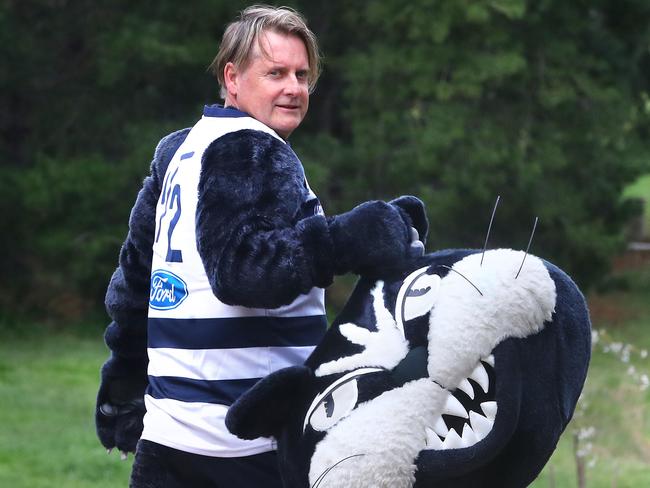 Half Cat hits the road. After 24 years, Steve Sobey has been delisted as Half Cat. He started at the Cats when Ablett senior was playing and the team was coached by Gary Ayres. picture: Glenn Ferguson