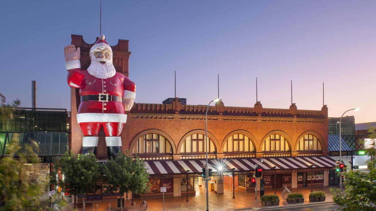 Big Santa at his last home on the Adelaide Central Market in 2018 before he was put into storage.