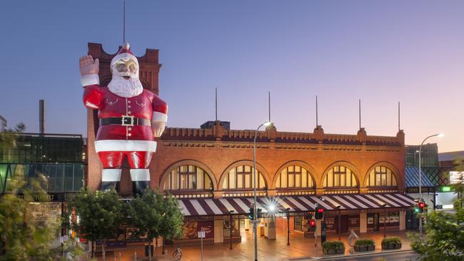 Big Santa at his last home on the Adelaide Central Market in 2018 before he was put into storage.