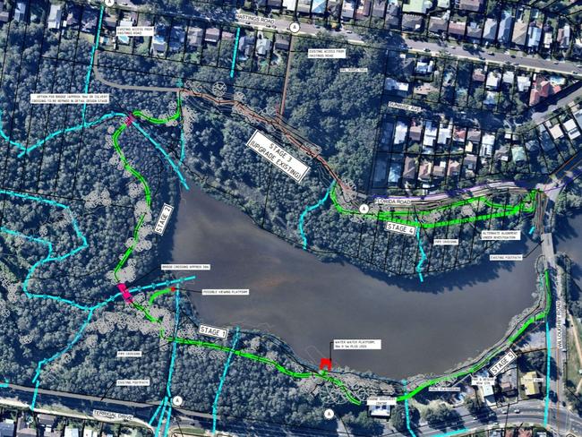 The route the proposed design for the Terrigal Lagoon Trail.