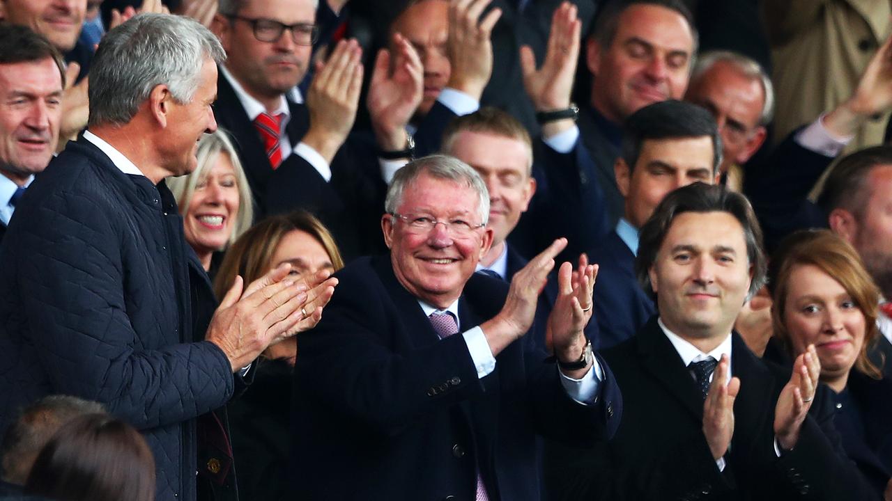 Former Manchester United manager Sir Alex Ferguson at Old Trafford ahead of United’s match against Wolves on Saturday. Picture: Getty Images