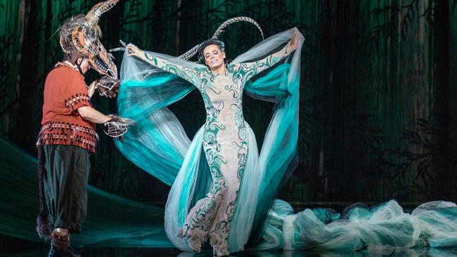 Warwick Fyfe as Bottom and Rachelle Durkin as Tytania in A Midsummer Night's Dream opera at the Adelaide Festival 2021. Picture Tony Lewis