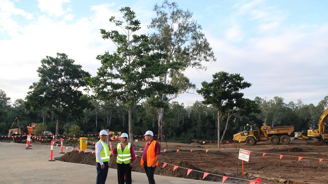 Ipswich mayor Teresa Harding, division 4 councillor Jim Madden and David Cullen at Colleges Crossing Recreation Reserve site. Picture: Ipswich CIty Council