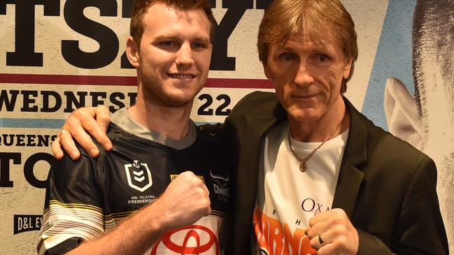 Jeff Horn with Glenn Rushton at the announcement of 'Rumble on the Reef'. Picture: Evan Morgan