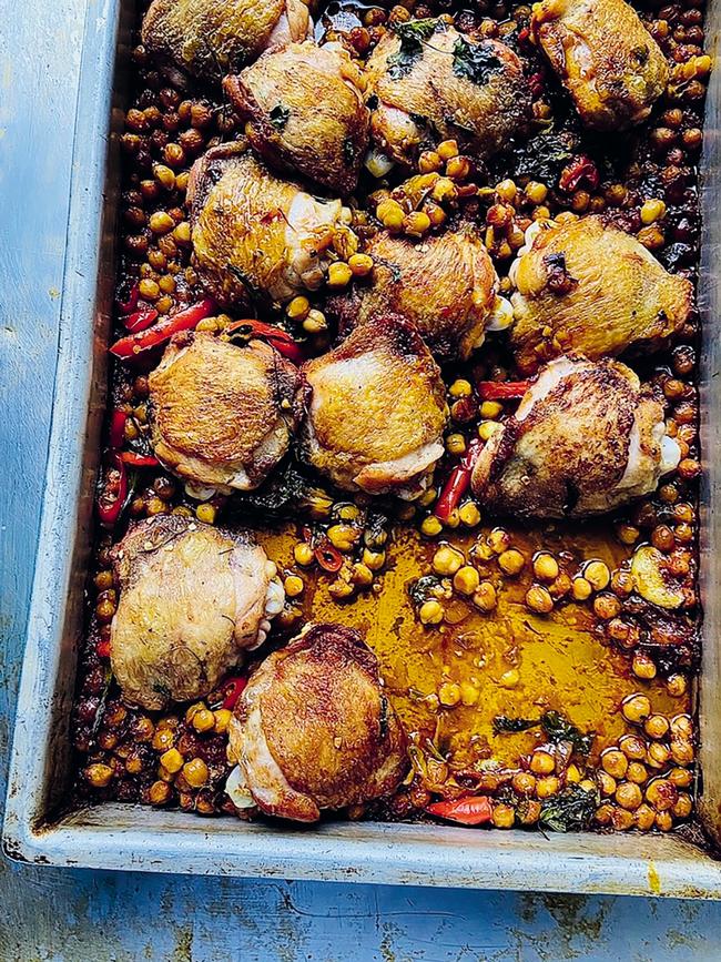 Chicken with chickpeas are an easy and tasty midweek dinner. Photos: Guy Mirabella