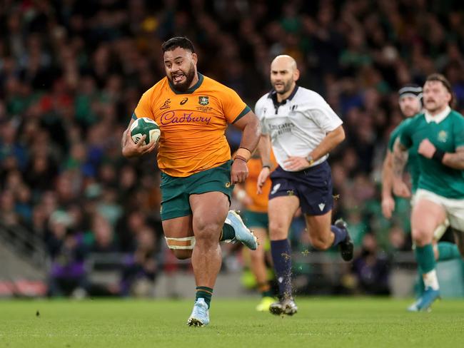 Taniela Tupou nearly scored a second for the Wallabies. Picture: David Rogers/Getty Images