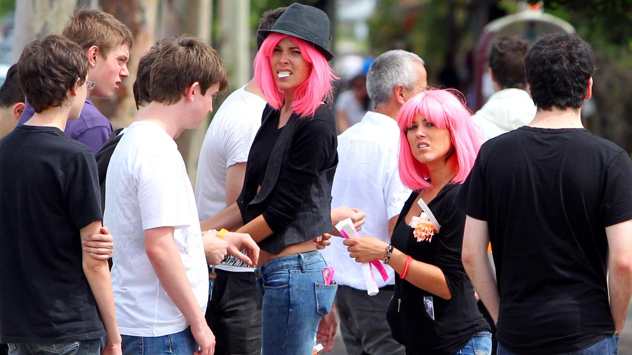 School leavers from NSW and Victoria celebrated their schoolies week. Promotion girls from Cheeky Monkey's Nightclub handed out entry wristbands to schoolies.