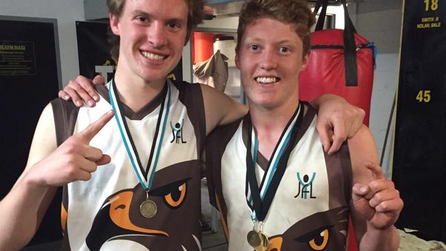 Noah Anderson and Matt Rowell played in an under-15s premiership together at Boroondara Hawks. Last year they were the AFL’s top two draft picks. Picture: Supplied