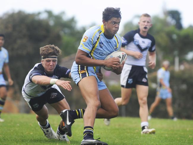 Latrell Mitchell in action in the game against Wests in the NSW Rugby Leagues Harold Matthews Cup.