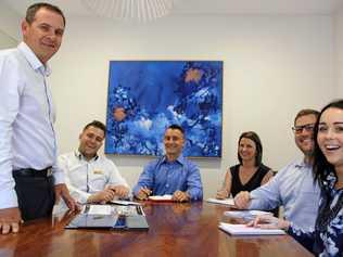 Century 21 on Duporth principal Damien Said with team members Ryan Tomlinson, Jamie Smith, Kristie Cannon, Andrew Richardson and Sarah Beckman at the Maroochydore office. Picture: Erle Levey