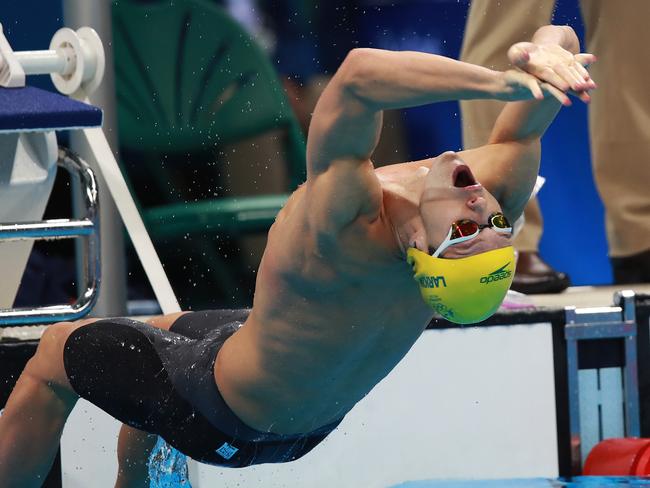 Australia's Mitch Larkin gets the silver medal in the Men's 200m Backstroke Final on day six of the swimming at the Rio 2016 Olympic Games. Picture: Phil Hillyard