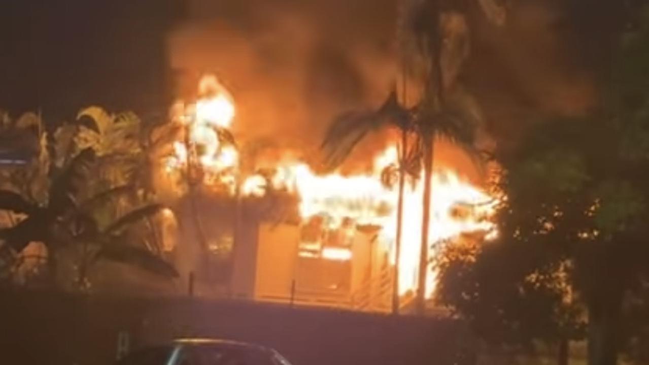 Man hospitalised with burns after large house fire