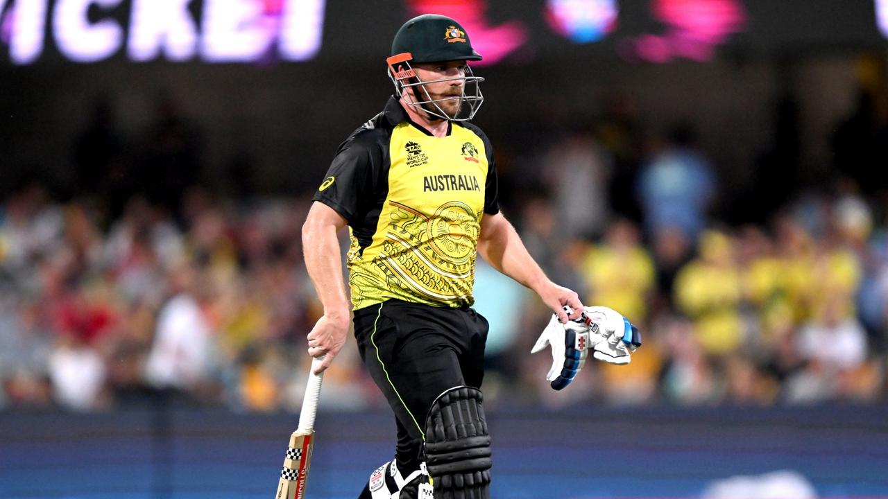 Aaron Finch is sweating on scans. Picture: Bradley Kanaris/Getty