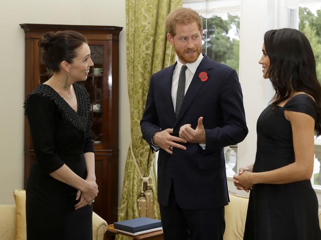 New Zealand Prime Minister Jacinda Ardern met the Duke and Duchess of Sussex on their 2018 tour of Australia and NZ. Picture: Getty Images