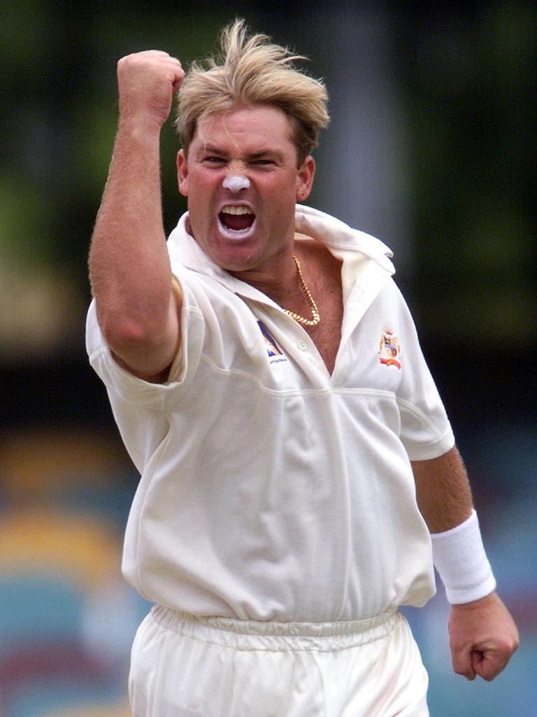 Shane Warne takes a wicket in the first Test against Pakistan in November, 1999.