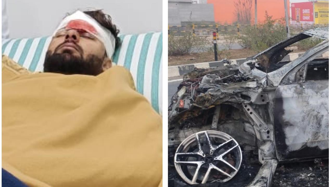 Rishabh Pant in hospital after a scary crash. Credit: ANI/India Today.