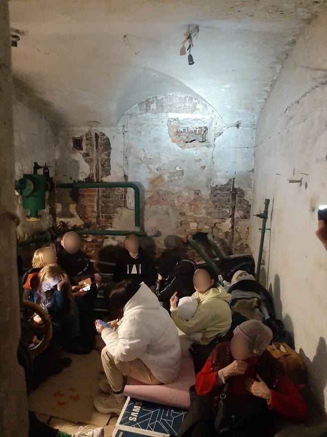 Trapped Australians in an underground bunker in Kharkiv. Picture: Supplied