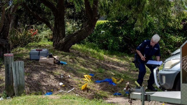 Police investigations in the park on Sunday.