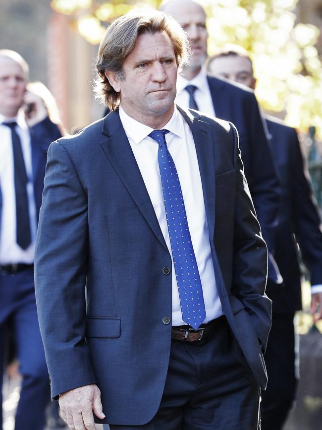 Des Hasler arrives at the state funeral for Bob Fulton on Friday. Picture: Sam Ruttyn