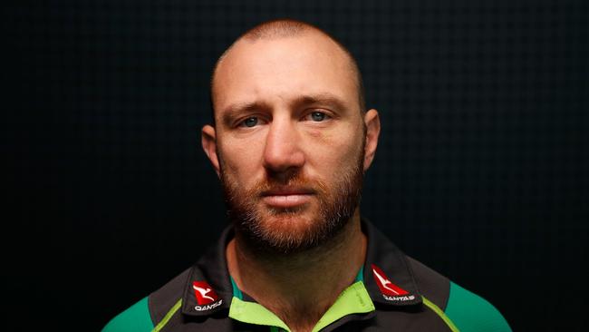 James Stannard poses during a press conference at Rugby Australia HQ.