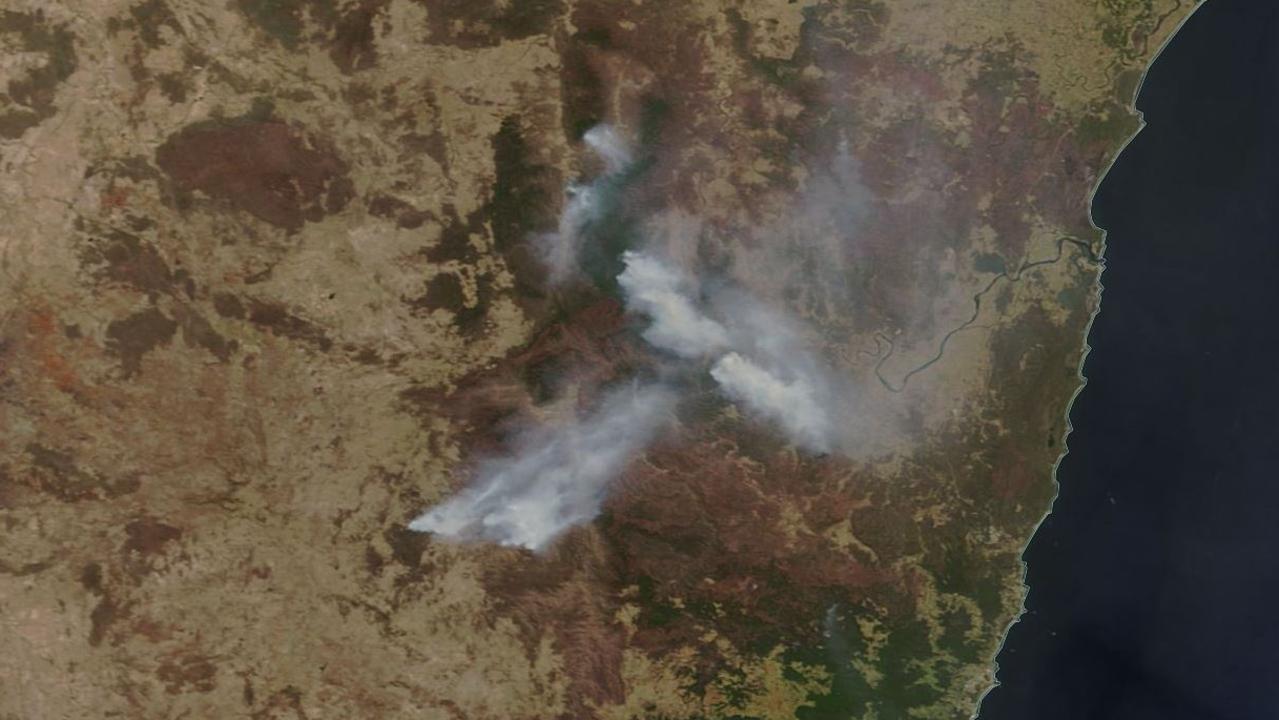 A satellite image shows smoke over NSW. Picture: NASA